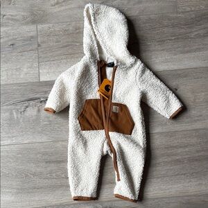 Carhartt Infant Cream Sherpa One-Piece with Brown Pocket